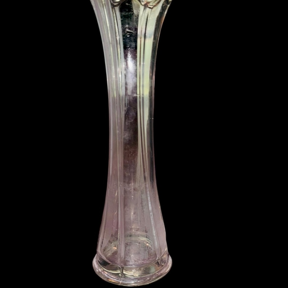 Vintage L.E. SMITH Stretch Clear Swung Ribbed Vase - Picture 6 of 10